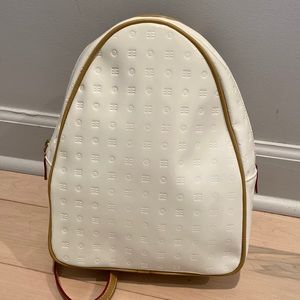 Arcadia small white patent leather backpack